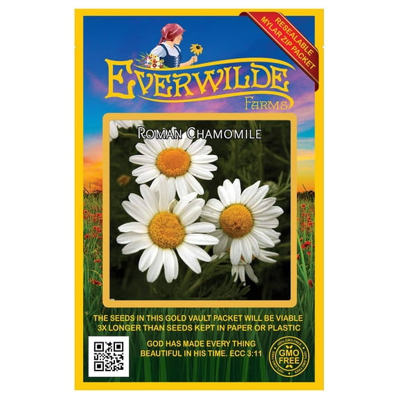 Everwilde Farms 600 Roman Chamomile Flower Seeds, Resealable Mylar Packaging