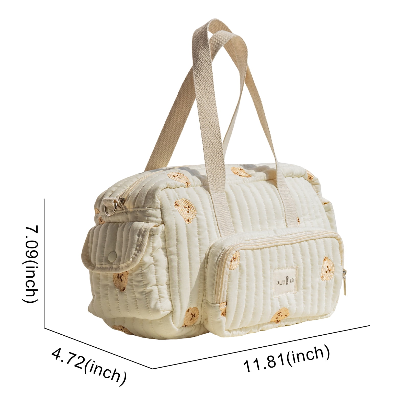 HUISZJ Quilted Diaper Bag Tote, Multi-Pockets Storage Bag with Shoulder Strap, Large Capacity Baby Diaper Bag for Travel Outdoor (Bears)