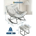 thumbnail image 2 of Oversized Papasan Rocking Chair with Footrest, 350Lbs Capacity Indoor/Outdoor Rocker, Metal Frame & Waterproof Cushion, Adjustable Patio Lounge Chair Rattan Egg Rocker, 2 of 7