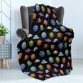 thumbnail image 4 of Space Soft Flannel Fleece Throw Blanket, UFOs and Planets Gas Giant Alien Environments Science Fiction Elements, Cozy Plush for Indoor and Outdoor Use, 50" x 70", Multicolor, by Ambesonne, 4 of 5