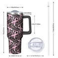 thumbnail image 2 of Breast Cancer Survivor Pink Ribbon Black Tumbler with Handle and Lid,40oz Double Wall Vacuum Insulated Tumbler,Cups Gift for Women and Men, 2 of 7