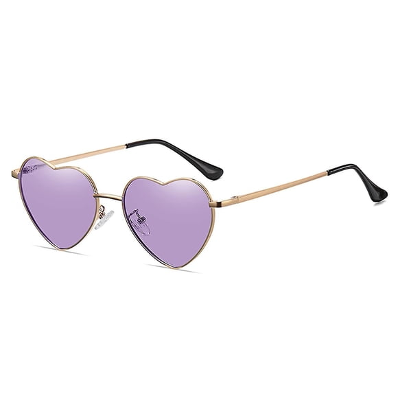 Jinsinto Heart Sunglasses Women Polarized Metal Frame Trendy Cute Heart Shaped Sunglassesblue, Purple 2pcs