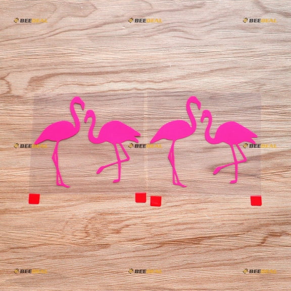 Flamingo Pair Decal Sticker Vinyl - 2 Pack Hot Pink, 4 Inches - No Background Die Cut for Car Boat Laptop Cup