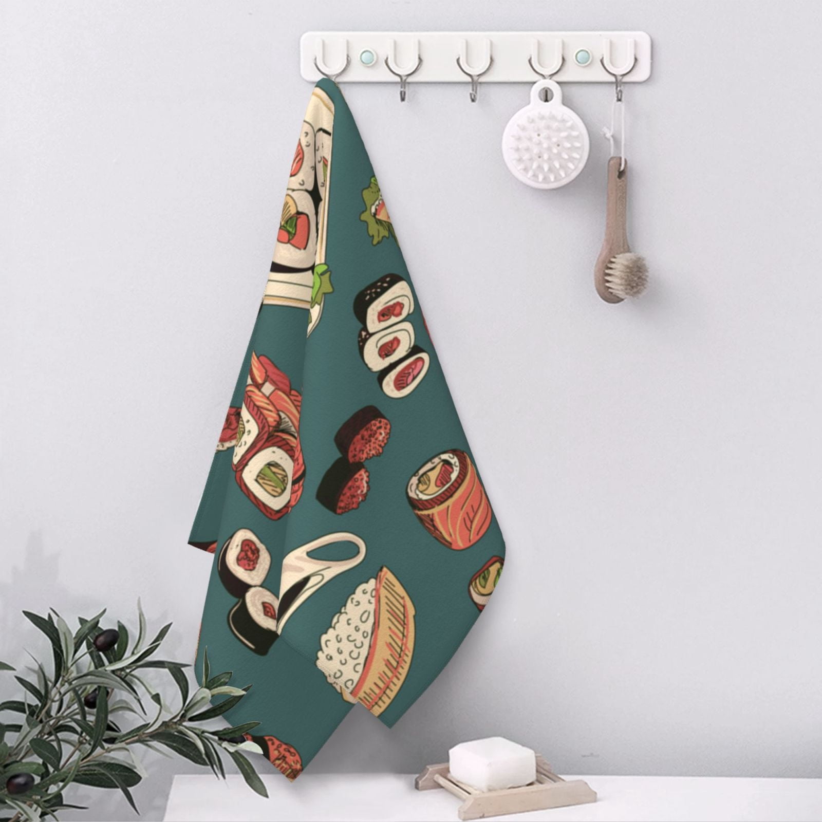 Sushi Rolls Japanese Food Japan 27.5" x 16" Ultra Soft Hand Towel, Face Wash Cloth for Bathroom, Gym, Travel, Pool