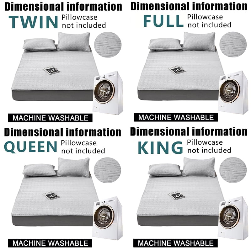 Soft quilted mattress cover, breathable blended padded thick protector, without pillowcases, bedroom essential, decorative pad, elegant mattress cover, high-quality sewing, breathable fabric, plush b