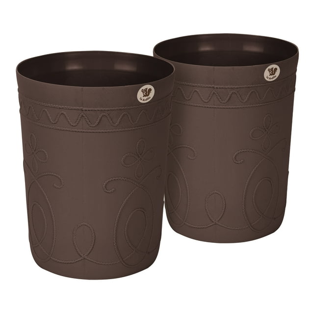 Set De 2 Cestos Decorativos Redondos Bordados (Chocolate)