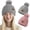 D-Pink and Gray, variant on 2 Packs Womens Satin Silk Lined Beanie Knit Hat Woman Winter Hat with Pom White and Pink