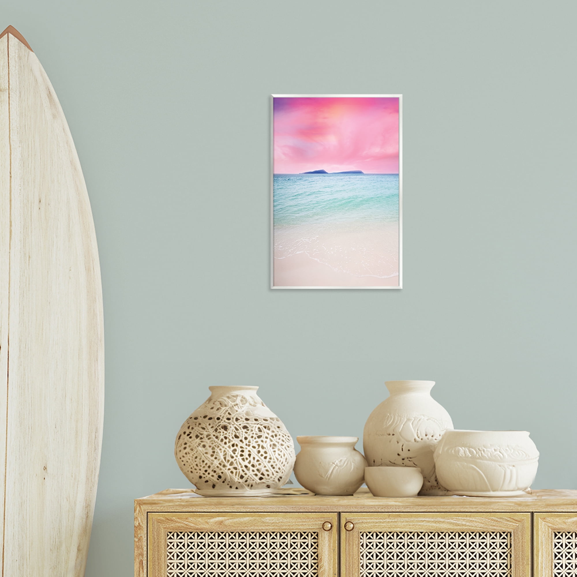 Stupell Industries Pink Sky Shoreline Landscape & Nature Photography Unframed Art Print Wall Art, 13 x 19