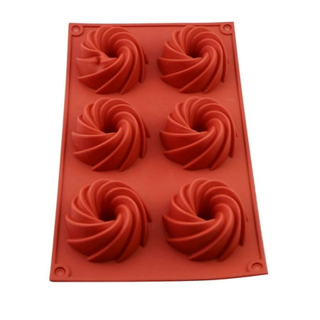 

2 Pack 6 Hole Donut Swirl Cake Mold Handmade Soap Mold DIY Chocolate Cake Decor Baking Mold Mini Fluted Tube Cake Pan