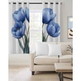 thumbnail image 2 of Blue Blossoming Tulip Blackout Curtains for Bedroom Living Room Darkening Curtains 54 Inch Long Vintage Spring Floral Botanical Short Curtain for Small Window Treatment Grommet Drapes 52"x54"x2, 2 of 9