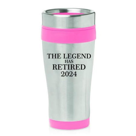 16oz Insulated Stainless Steel Travel Mug Coffee Mug Tumbler The Legend Has Retired 2024 Retirement Gift (Pink)