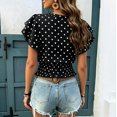 thumbnail image 5 of Women's 2026 New Crew Neck Polka Dot Print Layered Ruffle Hem Short Sleeve T Shirt, Elastic Waist Peplum Top, Casual Fashion Summer Daily Wear for Trendy Outfits Black L, 5 of 6
