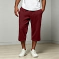 thumbnail image 5 of Mens Capri Pants Cropped Pants Below Knee Long Shorts 3/4 Loose Fit Lightweight Drawstring Sweatpants Pockets Size 3XL Wine, 5 of 9
