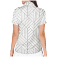 thumbnail image 2 of Geometric Pattern Half Zip T-shirt Women's Stand Collar Short Sleeve Casual Golf Shirt, 2 of 3