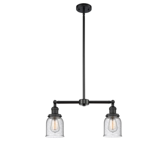 Innovations 2-LT Vintage LED Small Bell 22" Chandelier - Matte Black - 209-BK-G54-LED