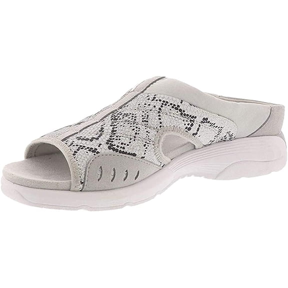 Easy Spirit Womens Slide Sandal 6.5 X-Wide Silver