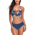 thumbnail image 1 of OUSITAID Women Bikini Lace Up Swimsuit Print Floral Tankini Two Piece Retro Padded Bathing Suits, 1 of 7
