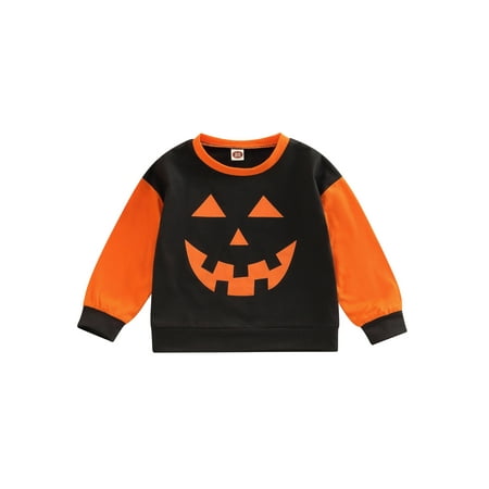 

Youweixiong Kids Halloween Sweatshirt Toddler Boys Girls Long Sleeve Pumpkin Face Print T-shirt Baby Clothes Bottoming Shirt