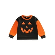 Infant Baby Boys Girls Halloween Sweatshirt Babe Sweater Toddler Baby Pumpkin Print Pullover Shirt