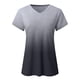 thumbnail image 1 of Camiseta degradada para mujer Qarigey ropa de calle multicolor cuello en V Gris L, 1 of 6