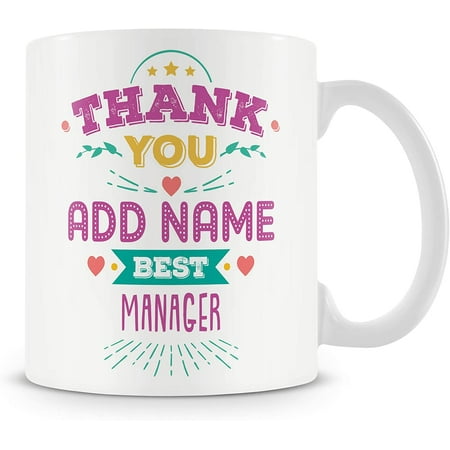 

Manager Mug - Personalised Thank You Gift - Customise with Name - Blue
