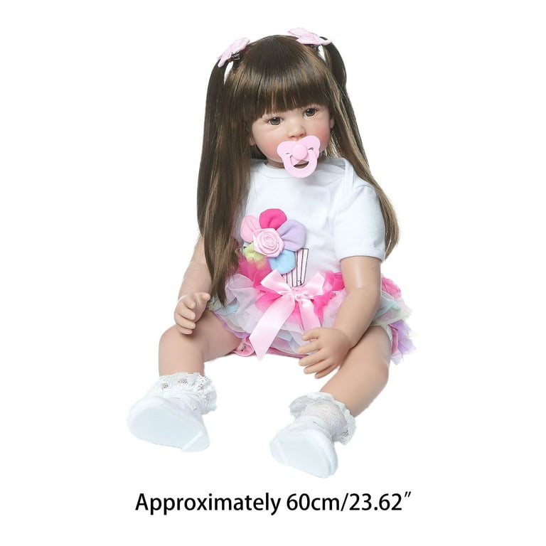 24 inch Lovely Reborn Baby Girl Dolls Toddler Realistic Silicone Long Hair Toy Walmart