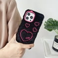 thumbnail image 3 of Dteck for iPhone 11 Fur Case for Girls, Luxury Cute Warm Handmade Furry Fuzzy Fluffy Soft LOVE Fur Plush Protective Case Cover for Women,Black-Big Love, 3 of 4