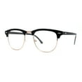 thumbnail image 3 of Mens Hipster Classic Half Horn Rim Iconic Sunglasses Black Gold Clear, 3 of 4