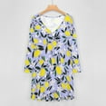 thumbnail image 4 of Lemons Blue Long Sleeve Dresses For Women Vintage Elegant Party Dress Oversized V-neck Dress S-8XL, 4 of 7