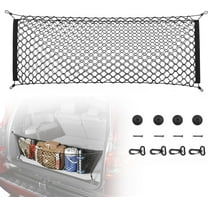 2-Layer Heavy Duty SUV Truck Cargo Net, 43 x 23 Inch Universal Bed Net with Hooks, Adjustable Highly Elastic Storage Organizer Mesh Net Compatible for Pickup Truck SUV