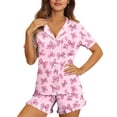 thumbnail image 2 of TARIENDY Pajamas for Women Set Button Down Bow Sleepwear Sets with Pocket 2 Piece Short Sleeve Sleepwear Tops and Ruffle Shorts Multicolor*5 M, 2 of 8
