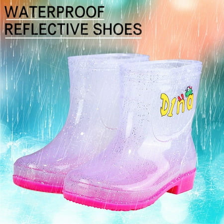 

JIKNTTR Toddler Kids Rain Boots For Boys Girls Waterproof Children Shoes Mid Tube Rain Boots Fashion Soft Bottom Outdoor Rain Boots Comfort Lace Up Boots