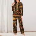 thumbnail image 2 of Yiaed Vintage Cloud Mushroom Print Pajamas Women's Long Sleeve Sleepwear Soft Button Down Loungewear Pjs Lounge Set Nightwear Womens Pajama Pants-Small, 2 of 7