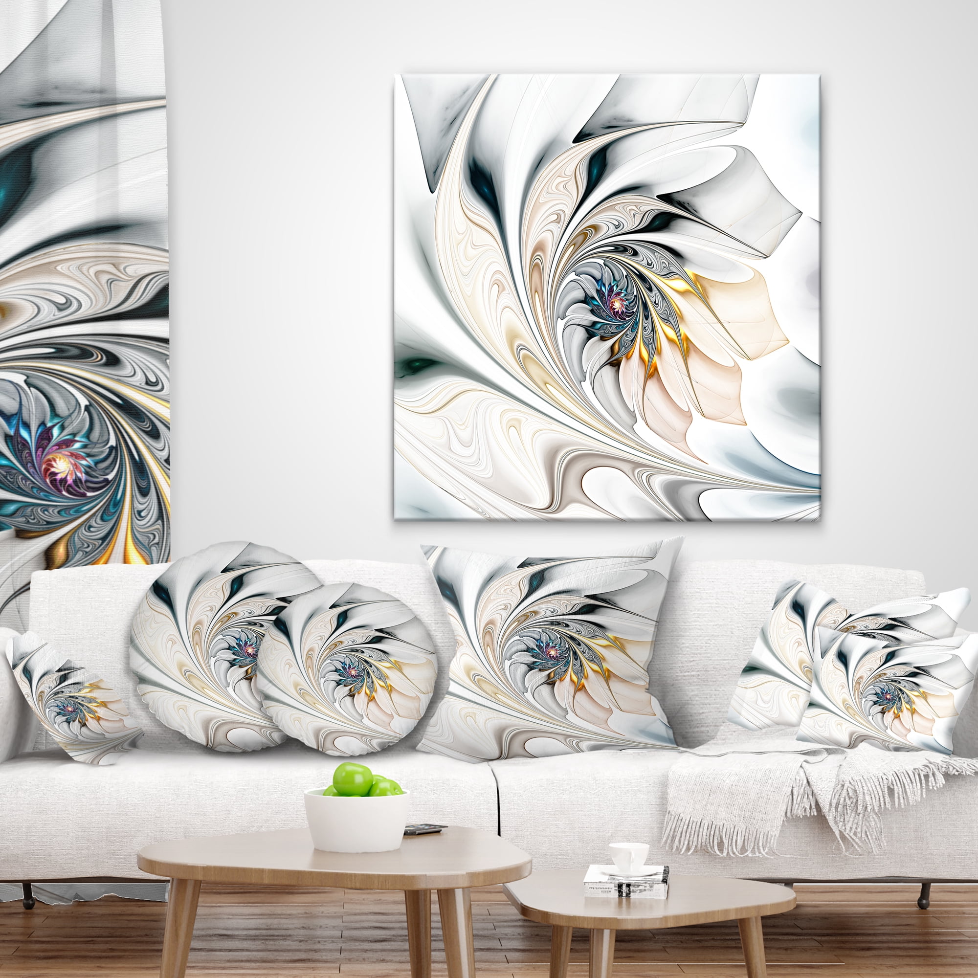 Designart 12" x 20" White Polyester Throw Pillow