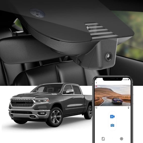FITCAMX 4K Dash Cam for RAM 1500 2019-2024 (Model B), OEM Look, WiFi, APP, 64GB Card