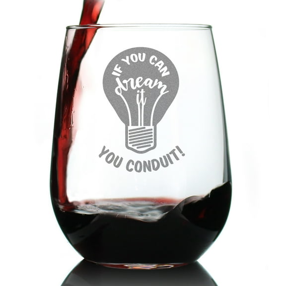 Bevvee Stemless Wine Glass 17 oz You Conduit Gifts for Wine Lovers Wine Glasses