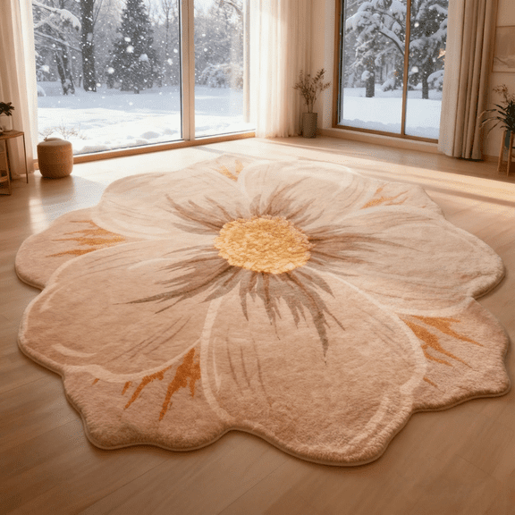 MEHOOM 4ft Floral Soft Fluffy Round Rug , Soft Vintage Shag Rugs For Kids, Toddlers,Washable Non-Slip Circle Carpet For Living Room Dining Room Bedroom & Game Room,Ideal Birthday Gift,Pink