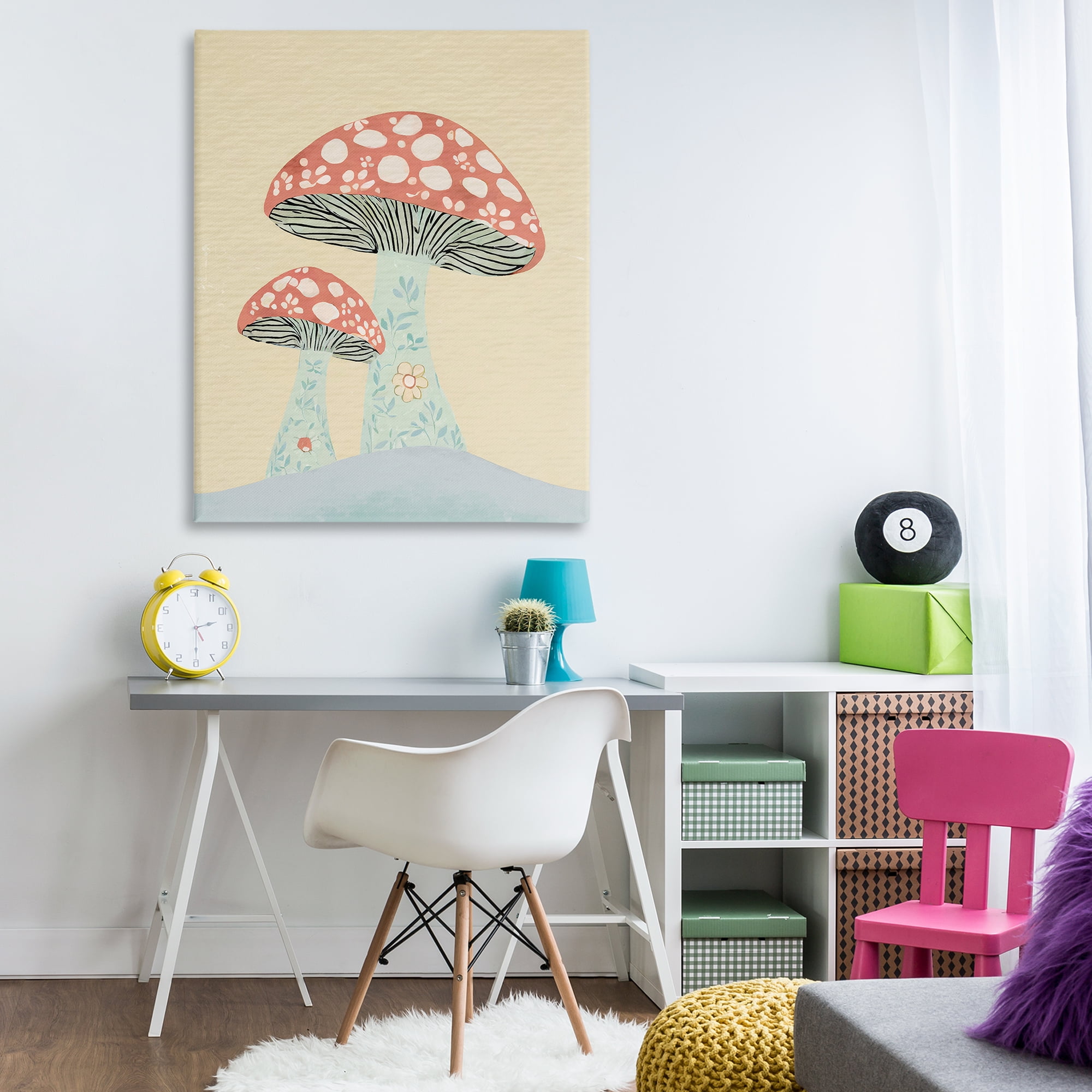 Stupell Industries Floral Collaged Mushrooms Botanical & Floral Painting Gallery Wrapped Canvas Art Print Wall Art, 36 x 48