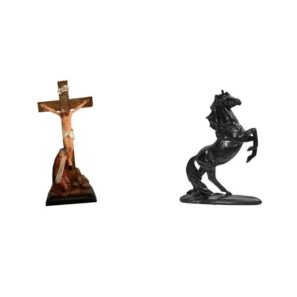 Estatua católica,Estatua de la Virgen María Figura Colección Religiosa,Figura de la cruz de Jesús Escultura católica decoración,Estatua del caballo,Estatua de caballo de resina,escultura