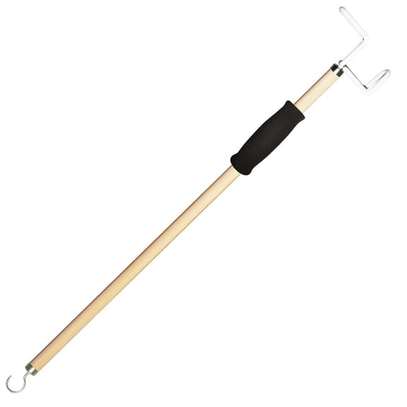Rehabilitation Advantage 27-Inch Dressing Stick – Lightweight Wooden Dressing Aid with Adjustable Foam Handle, C-Hook & Push/Pull Hook – Ideal for Limited Mobility, Elderly, Disabled, or Post-Surgery