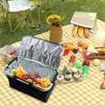 thumbnail image 3 of Folding Cooler Bag, Portable Picnic Bag, Insulated Carrier, Multifunctional Warm Cold, Outdoor Camping Beach, Handheld Ice | Black KTFgvq, 3 of 8