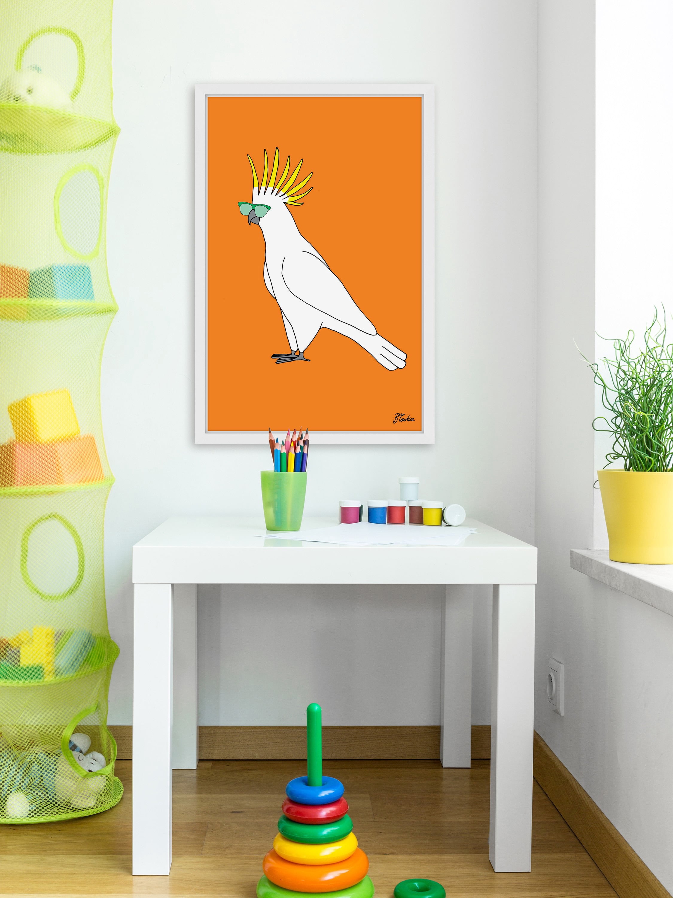 "Cockatoo Hippy" Framed Painting Print