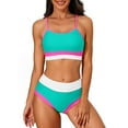 thumbnail image 1 of Scoop Neck Bikini Sets for Womens Adjustable Straps Bathing Suit High Waisted Two Piece Swimsuit, 1 of 7