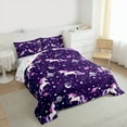 thumbnail image 3 of Manfei Cute Cartoon Unicron Bedding Comforter Set,Planet Stars Print Twin Comforter Sets,Purple White Pink Bedding Set For Girls,Luxury Bedroom Decor Reversible,2 Pieces, 3 of 8