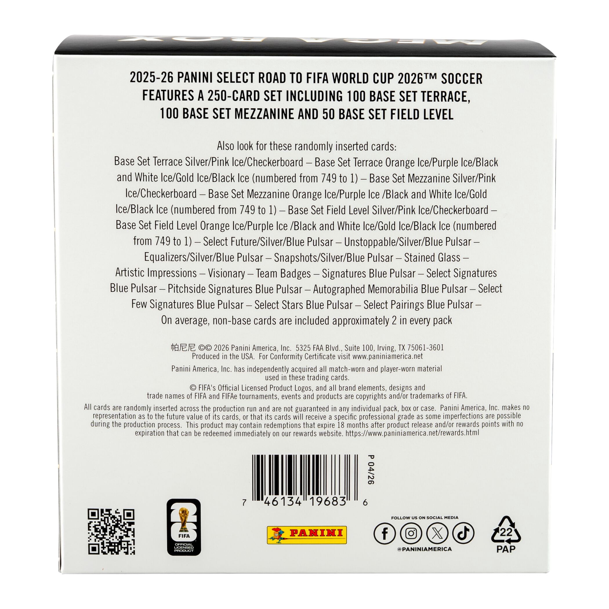 2025-26 Panini Select FIFA Road to the World Cup Trading Cards Mega Box