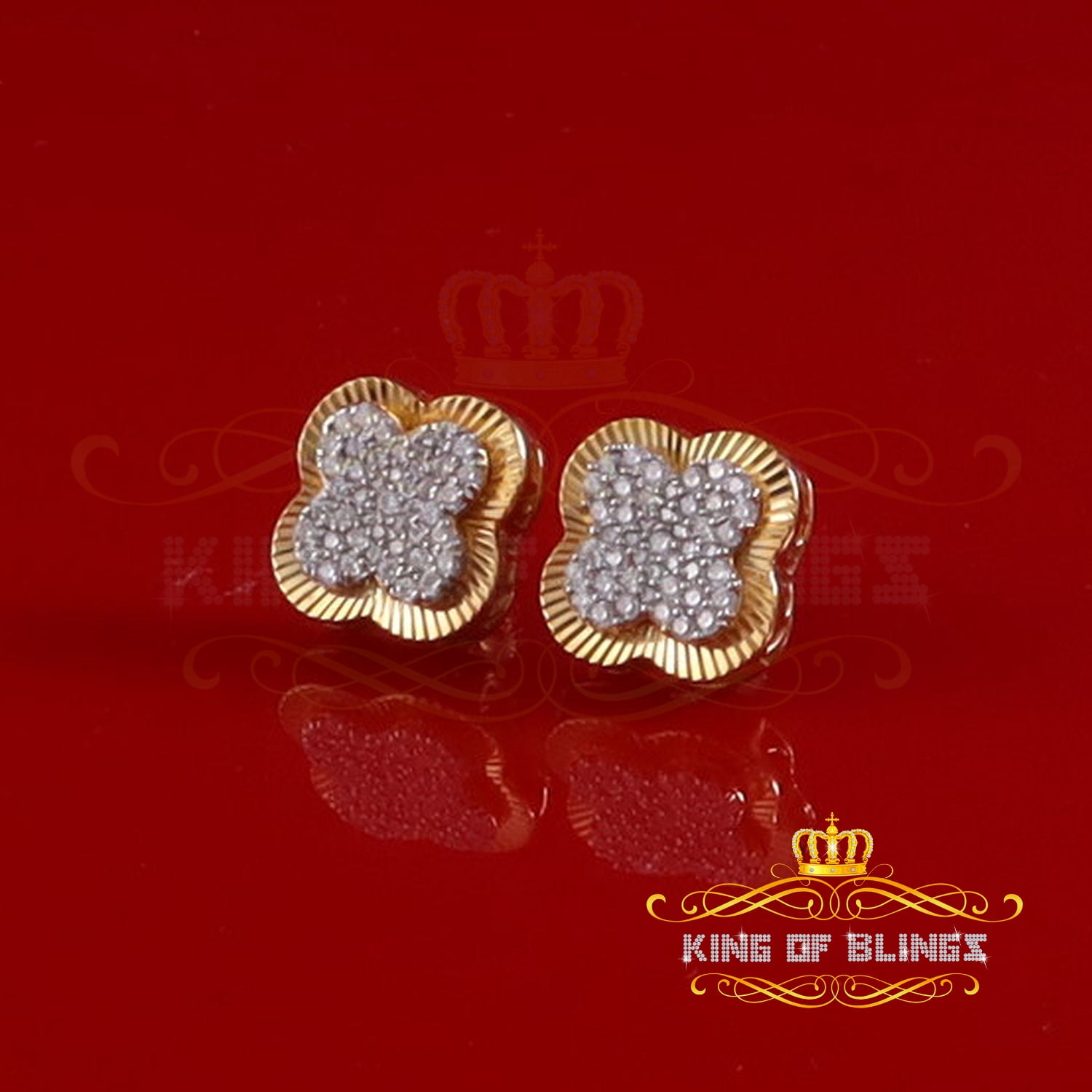 King of Bling's 1.00 ct VVS 'D' Moissanite Mens/Womens 925 Silver Yellow Stud Earrings