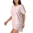 thumbnail image 2 of Naloa Cute Bunny Women's Short-Sleeved Pajama Set, Loungewear, Summer pajamas, Breathable Cozy - Small, 2 of 9