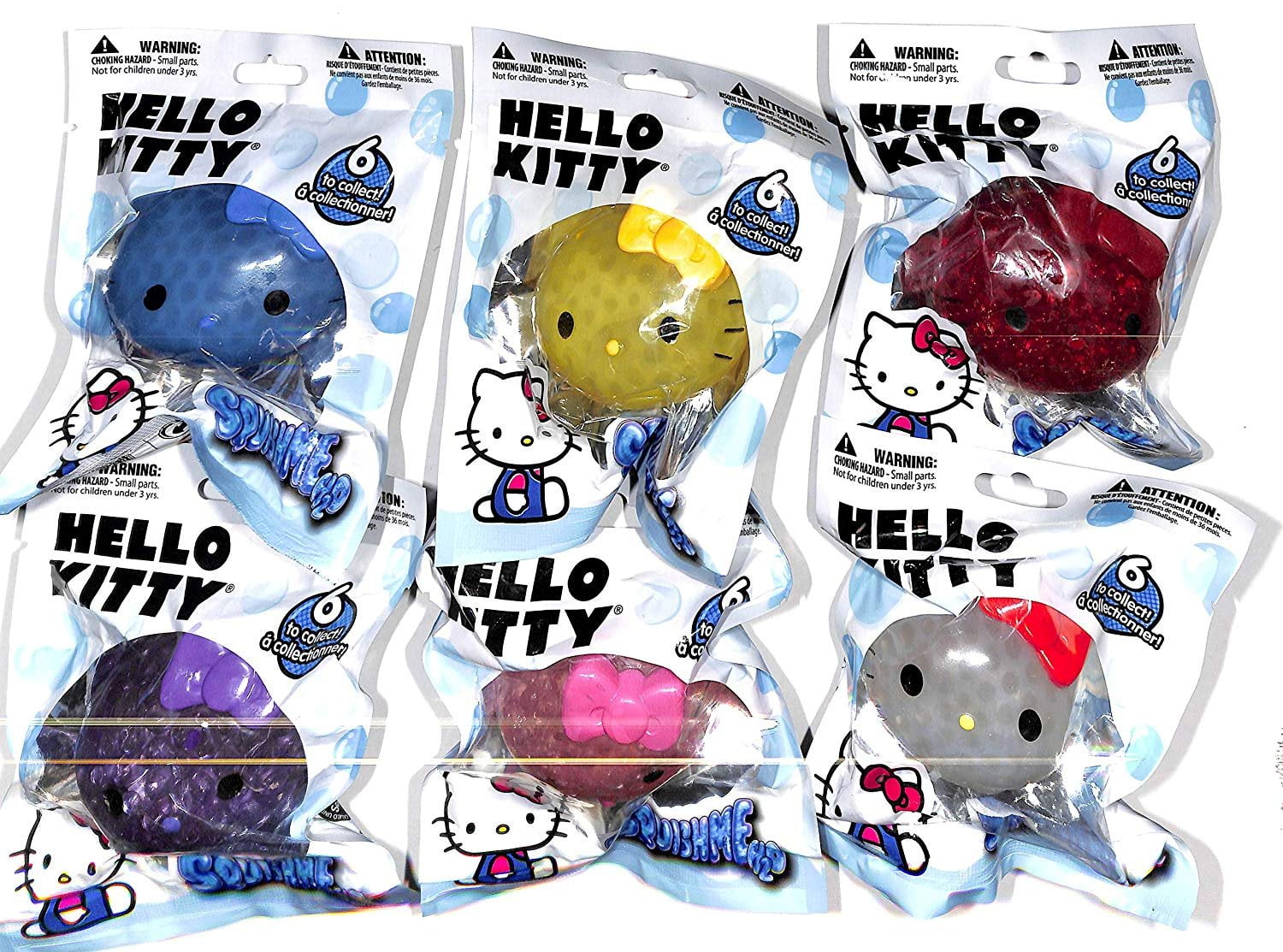 SQUISHME H2O HELLO KITTY COMPLETE SET OF 6 NEW SEALED 