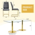 thumbnail image 6 of Hi loPres 71" Luxury Glass Dining Table with 8 Dark Gray Gold Cantilever Chairs, Modern 8-Person Gathering Center with Gold Pedestal for Chic Dining Room, 6 of 11