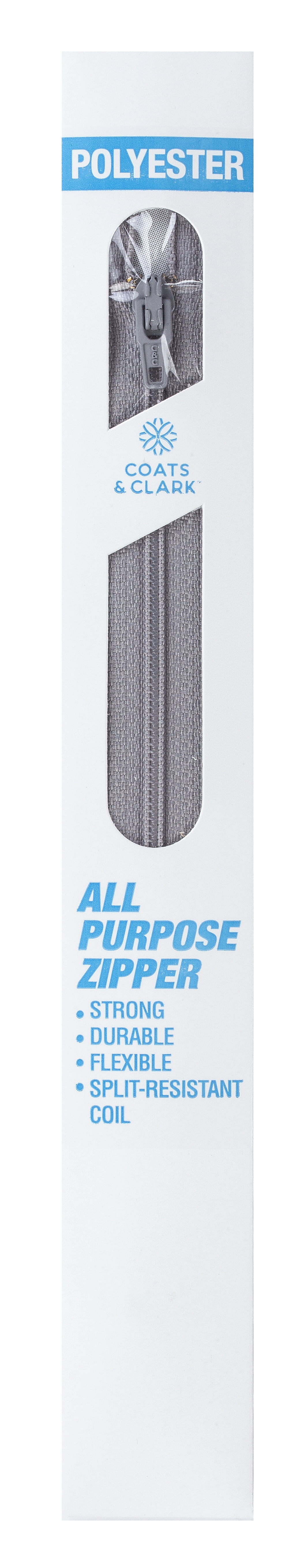 (4 pack) Coats & Clark Polyester 7" All Purpose Nugrey Sewing Zipper, 1 Each
